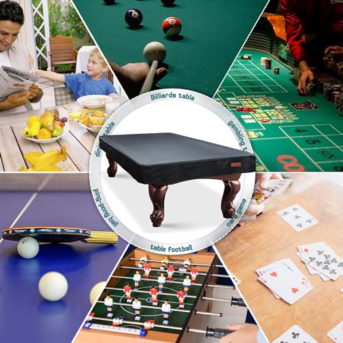 K-Musculo Heavy Duty Pool Table Cover, Waterproof Leatherette Billiard Table Cover with Soft Backing, Tear Resistant Fitted Protector for 6.5FT, 7FT, 7.5FT, 8FT, 8.5FT & 9FT Tables - color: Black