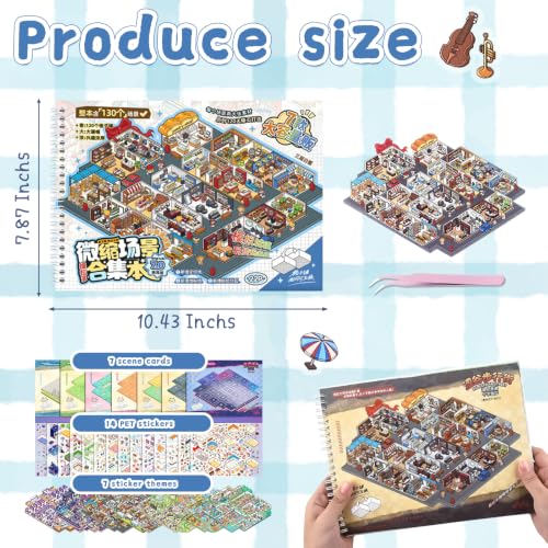 7 Pcs Big Size 3D Scenes Sticker Book Scene Stickers | DIY Make Your Own Scene House Stickers Therapy for Adults Relief Stress Pass The Time