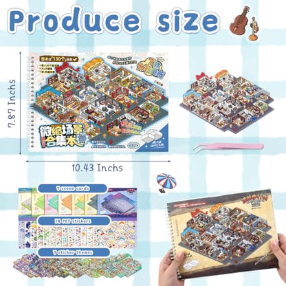 7 Pcs Big Size 3D Scenes Sticker Book Scene Stickers | DIY Make Your Own Scene House Stickers Therapy for Adults Relief Stress Pass The Time