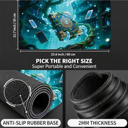 for MTG Playmat, for TCG Play Mat, 24 x 14 inches, Magic Game Card Mat Commander Playmat,Trading Card Inked Game Mat,Battle Game Rubber Non-Slip Mat - Magic Book - color: Magic Book