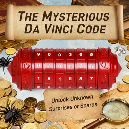 Cryptex Da Vinci Code Numeric, Money Puzzle Box for Cash Gift with Secret Hidden Compartments Birthday Xmas for Men & Women Escape Room Brain Teaser Puzzle Toy Presents - color: Red