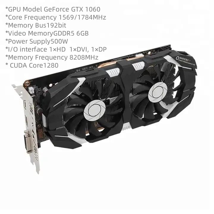XUANMO NIVIDIA Geforce GTX1060 5GB Gaming Graphics Card Video Card gem GDDR5 PCI Express x16 3.0 8008 MHz Output Interface HDMI DP DVI (5GB) - color: 5GB