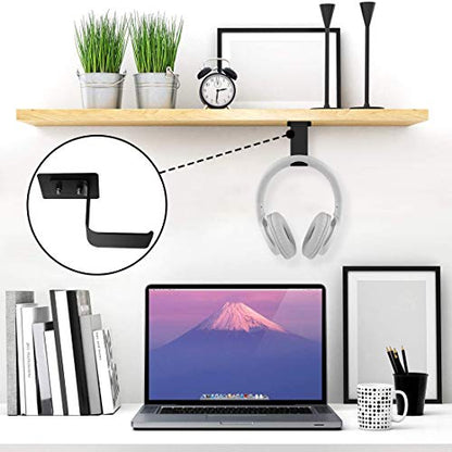 GEEKRIA Headphone Wall Mount Aluminum Headset Holder, Gaming Headset Headphone Hook Holder, Headphone Stand Hanger Wall Mount Under Desk for All Headphones Size (2Pcs / Z/Black)
