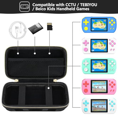 Supmay Carrying Case Compatible with CCTU / TEBIYOU Kids Handheld Games Preloaded 218 Retro Video Games, Portable Gaming Electronic Toys Storage Holder Travel Bag with Mesh Pocket, Black(Cube) - color: Black Cube