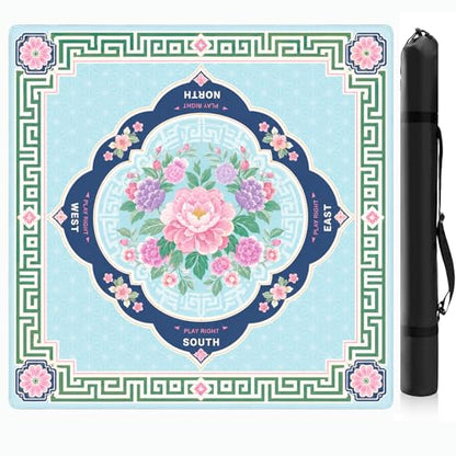 Peony Floral Mahjong Mat,Non Slip American Mah Jongg Table Mat | 32in soft neoprene mah jongg mat reduces tile noise protects tabletops & packs easily for game nights or a thoughtful gift - color: 016