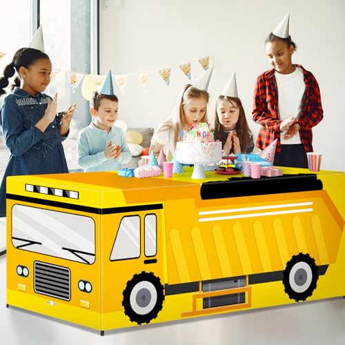 6 Ft Construction Tablecloths Birthday Party Decorations Truck Vehicle Theme Table Cover Washable Construction Vehicle Polyester Table Covers Protector for Truck Birthday Party Decorations - style: Construction