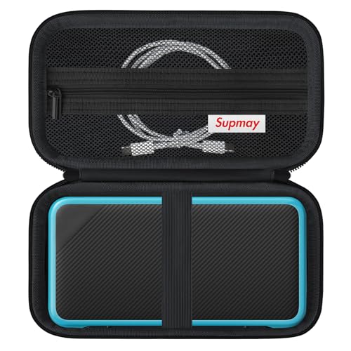 Supmay Carrying Case Compatible with New Nintendo 2DS XL/ R36 Max Retro Handheld Game Console, Video Game Console Travel Bag with Mesh Pocket for Charging Cable, TF Card, Manual, Black