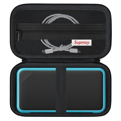 Supmay Carrying Case Compatible with New Nintendo 2DS XL/ R36 Max Retro Handheld Game Console, Video Game Console Travel Bag with Mesh Pocket for Charging Cable, TF Card, Manual, Black