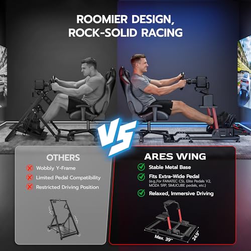 ARES WING Racing Wheel Stand with Chair Fixing Slot, Foldable Racing Simulator Cockpit, Formula GT Sim Racing Cockpit Compatible with Fanatec, Thrustmaster, Logitech, Moza, Simagic, Gaming Equipment