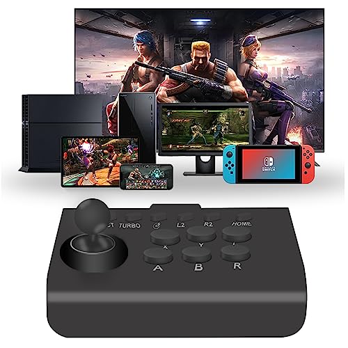 Joso Wireless Arcade Fight Stick Joystick for iPhone, Android, PS4, PS3, Nintendo Switch, PC, Arcade Rocker Controller with TURBO & Macro Programming, Support Bluetooth, Wired Connection