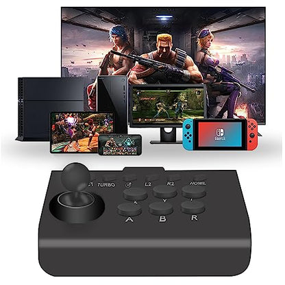 Joso Wireless Arcade Fight Stick Joystick for iPhone, Android, PS4, PS3, Nintendo Switch, PC, Arcade Rocker Controller with TURBO & Macro Programming, Support Bluetooth, Wired Connection