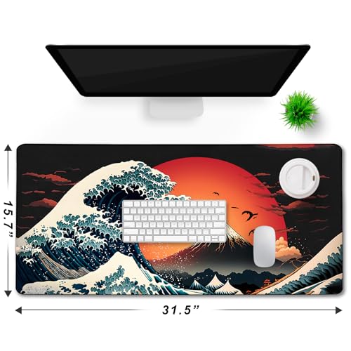 Big Mouse Pad, Upgrade Durable 31.5"x15.7" Larger Extended Mouse Pad for Gamer with Stitched Edges, Waterproof Non-Slip Base Long XXL Large Mousepad for Home Office Gaming Work, Full Moon Pattern - color: Full Moon