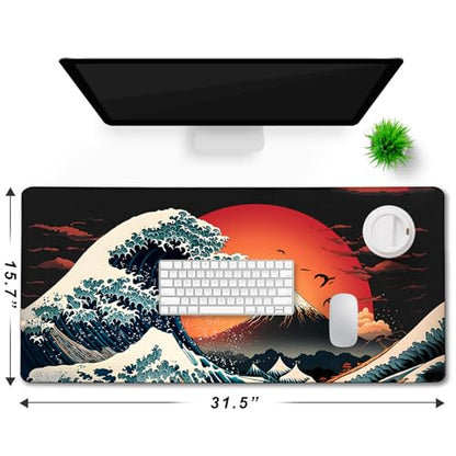 Big Mouse Pad, Upgrade Durable 31.5"x15.7" Larger Extended Mouse Pad for Gamer with Stitched Edges, Waterproof Non-Slip Base Long XXL Large Mousepad for Home Office Gaming Work, Full Moon Pattern - color: Full Moon