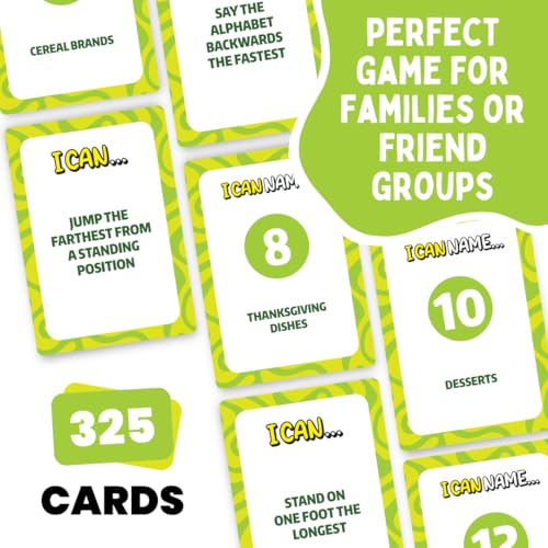 I Can Name... | Fast-Paced Family Party Game of Bidding & Brainpower | Hilarious Card Game Night, Party Game for Teens and Adults, for Groups and Gatherings | 325 Fun Challenge Cards | Ages 8+