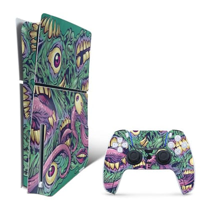 MightySkins Skin Compatible with Playstation 5 Slim Disk Edition Bundle - Eyes and Teeth | Protective, Durable, and Unique Vinyl Decal wrap Cover | Easy to Apply | Made in The USA - color: Eyes And Teeth, size: Playstation 5 Slim Disk Edition With Control
