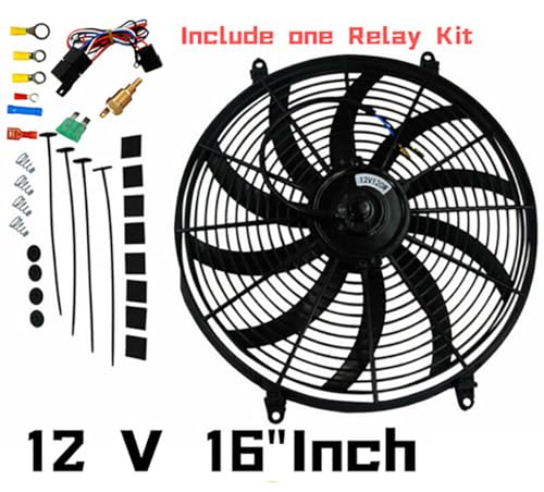 16" Universal Slim Fan 3500FCM Push Pull Electric Radiator 12V Mount Kit | Universal 16" Electric Fan,16" Cooling Fan