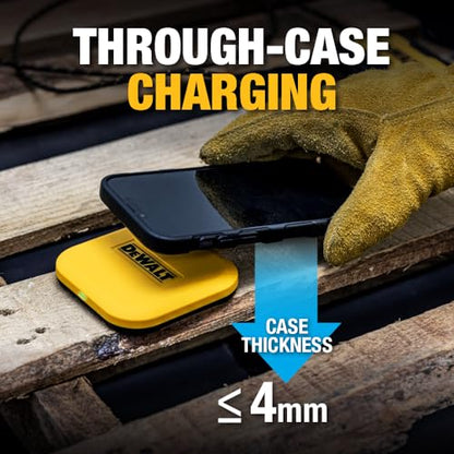 DEWALT Heavy Duty Wireless Charger, 10W Max Fast Wireless Charging Pad | Compatible with iPhone 17/16/15/14/13/12/11/X/8 Pro Max Plus Samsung Galaxy S22/S21 AirPods