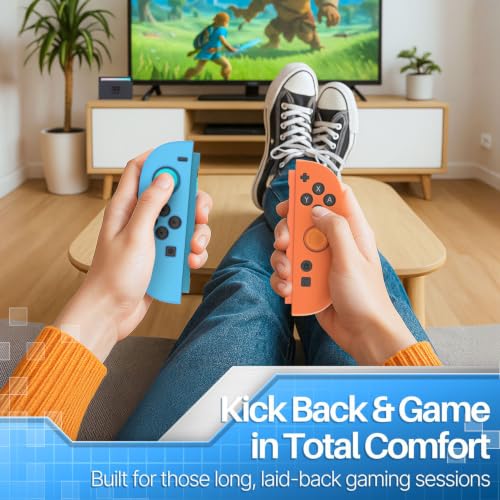 TNP JoyCon 2 Case Cover for Nintendo Switch 2 2025 - Soft Anti-Slip Silicone Protective Skin with Thumb Grip Caps Compatible with Nintendo Switch 2 Joy-Con 2 Controllers, 2 Pack (Neon Blue+Orange) - color: Neon Blue + Orange
