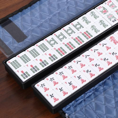 Nova Microdermabrasion American Mahjong Mah Jongg Set 166 Tiles 4 All-in-One Color Rack/Pushers Soft Bag Full Size Complete Mahjongg Ma Jong Set (Blue) - color: Blue
