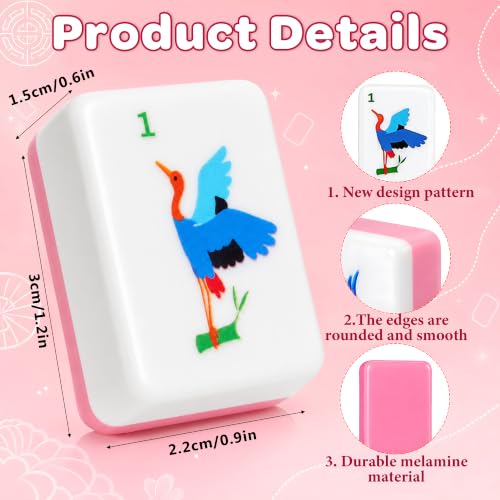 Mahjong Tile Set, 168 American Mahjong Sets with Bag and Mah Jongg Accessories for Travel Parties Family Game Night Gifts(1.2")
