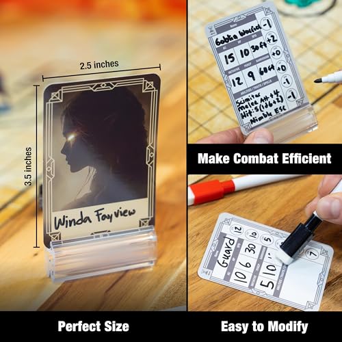 TIDYBOSS 50pcs Erasable DND Initiative Tracker | Put on top of Dungeon Master Screen or GM Screen with Character + Monster Insert Cards | d&d Accessories for TTRPGs