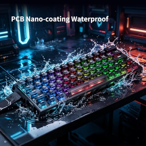 IROK MG63 64 Keys Wired Magnetic Switch Keyboard, 512KHZ All Keys Scan Rate, PCB Nano-Coating Waterproof, ARGB Light and Shadow Coexist 8KHZ/CNC Carved Aluminum Gaming Keyboard (Black) - color: Black