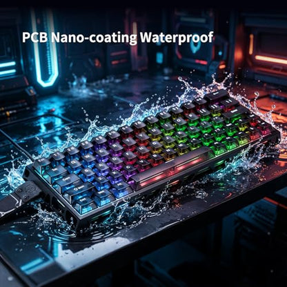 IROK MG63 64 Keys Wired Magnetic Switch Keyboard, 512KHZ All Keys Scan Rate, PCB Nano-Coating Waterproof, ARGB Light and Shadow Coexist 8KHZ/CNC Carved Aluminum Gaming Keyboard (Black) - color: Black