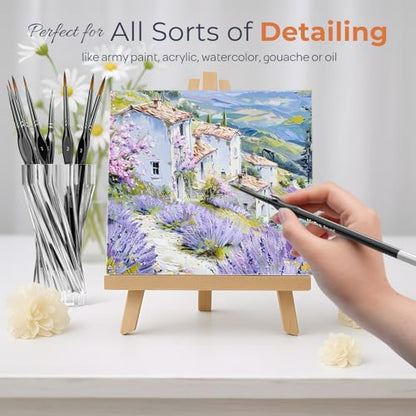 Nicpro 10 PCS Detail Paint Brushes Set, Miniature Brushes for Fine Detailing & Art Painting - Acrylic, Watercolor, Oil, Models, Paint by Numbers, Craft - size: Detail