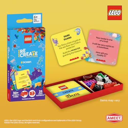 LEGO Recreate Activity Cards – Ocean | Imaginative Building Game with 30+ Activity Cards & 25 LEGO Elements | Ages 6+ | Screen-Free Creativity - style: Ocean