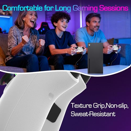 UGAME Wired Xbox Controller for X Box Series X S One PC PS4 Switch, Gaming Control Controllers with 1000Hz Polling Rate No Drift Stick, Custom Paddles Turbo Remote, RGB Light White Gamepad