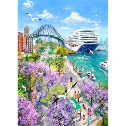 HUADADA Puzzles for Adults 1000 Pieces-Bay Stroll | Eco matte oil print, eye strain relief, tight puzzle piece fit, vibrant colours,gifts for men women - color: Bay Stroll
