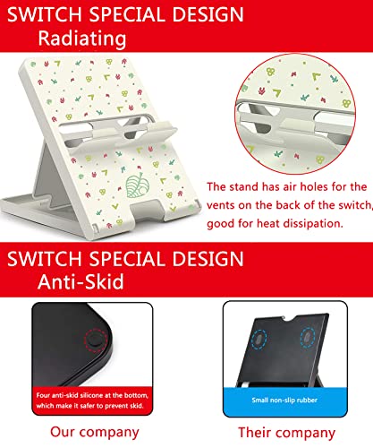 Busjoy Stand for Nintendo Switch, Steam Deck, Switch OLED, Switch Lite, Cute Game Theme Angle Adjustable Holder, Portable Foldable Non-Slip Bracket-White - color: White