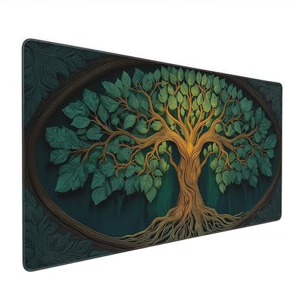 Mystical Green Tree Gaming Mouse Pad, Forest Árbol de la vida Design, XXL Extended Desk Mat, 35.4 x 15.7 inches - color: Tree of Life