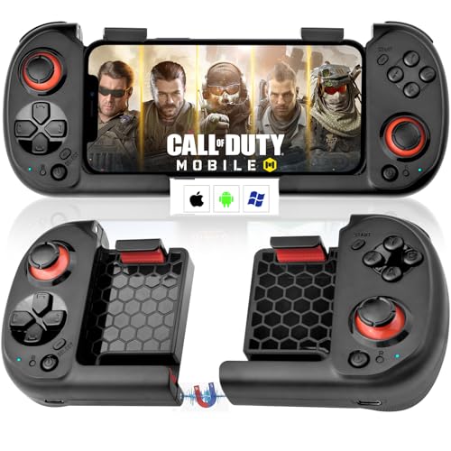 Koiiko Mobile Gaming Controller for iPhone iOS Android PC Wireless Gamepad Joystick for iPhone 15/14/13/12/X, iPad, MacBook, Samsung Galaxy S23/S22/S21/S20, TCL, Magnetic Storage, Pocket Size, Call of Duty - Direct Play - color: Black