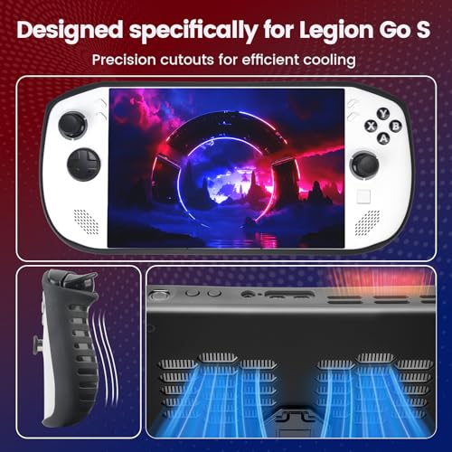 Carrying Case 3 in 1 Set for Lenovo Legion Go S 2025 | Hard Travel Pouch with TPU Silicone Cover Kickstand and 2 Pack Tempered Glass Screen Protector, Portable Storage Bag - Black