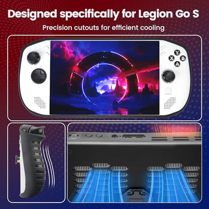 Carrying Case 3 in 1 Set for Lenovo Legion Go S 2025 | Hard Travel Pouch with TPU Silicone Cover Kickstand and 2 Pack Tempered Glass Screen Protector, Portable Storage Bag - Black