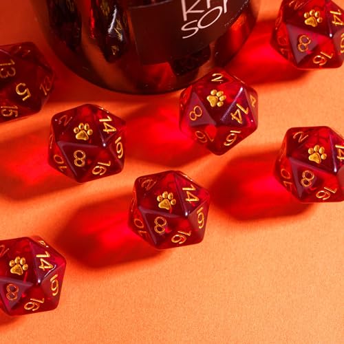 10-Pack D20 Dice Set Red 20 Sided Dice for DND RPG Tabletop Games | Leather Storage Bag, DM Gift, for Dungeons and Dragons Role Playing Games - color: 10pcs D20 Red