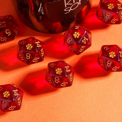 10-Pack D20 Dice Set Red 20 Sided Dice for DND RPG Tabletop Games | Leather Storage Bag, DM Gift, for Dungeons and Dragons Role Playing Games - color: 10pcs D20 Red