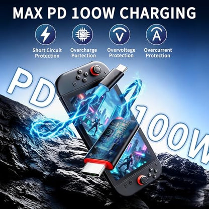 Dock for Switch 2【Aluminum Alloy】 Portable USB C Docking Station with 4K@60Hz~120Hz HDR/PD Max100W/USB Port, 6.6 ft/2M, Travel TV Dock for Switch 2/Steam Deck/ROG Ally/Pad/Tablet/Phone/TV