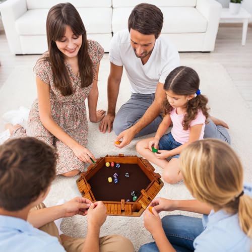 Shut The Box Game Wooden,6 Players Math Games for Kids 8-12,Dice Box Family Games for Kids and Adults,Board Tabletop Games for Kids 5-7, Close The Box Game for Classroom,Home,Party or Pub(6-Retro) - style: 6-player - Retro