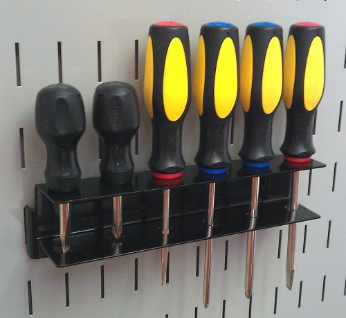 Wall Control Screwdriver Holder Bracket Slotted Metal Pegboard Accessory Slotted Tool Board - Black - color: Black, size: 8in x 2in x 2in