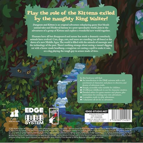 Dungeons & Kittens Roleplaying Game CORE RULEBOOK - Adorable Fantasy Tabletop RPG with Magical Kittens, Ready-to-Play Adventures for Kids & Adults, Ages 8+, 2-6 Players, 90 Min Playtime