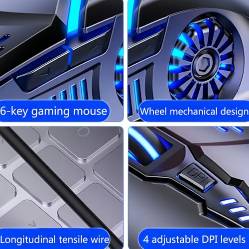 6 Buttons Wired Gaming Mouse, 4 Adjustable DPI Up to 3200 DPI, 7 Circular Breathing LED Light, Ergonomic USB Wired Mouse for Gaming Office Desktop Laptop Black Audio Version - color: Black, size: Audio version