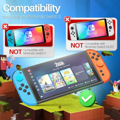 TNP JoyCon 2 Case Cover for Nintendo Switch 2 2025 - Soft Anti-Slip Silicone Protective Skin with Thumb Grip Caps Compatible with Nintendo Switch 2 Joy-Con 2 Controllers, 2 Pack (Neon Blue+Orange) - color: Neon Blue + Orange