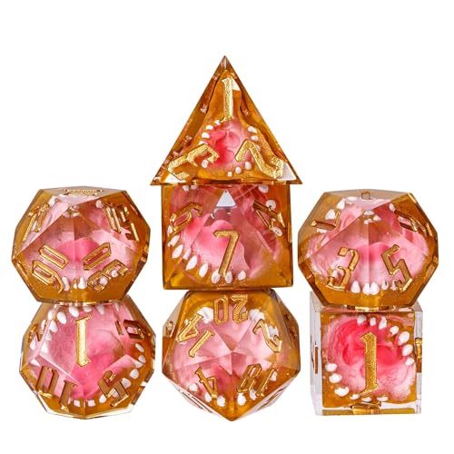 7PCS Tooth Monster Dice Set,Handmade Sharp Edge Dice Set D&D RPG Polyhedral Die,for Dungeons and Dragons TTRPG Games Roleplaying Games Pathfinder,with Gift Box - color: Tooth Monster