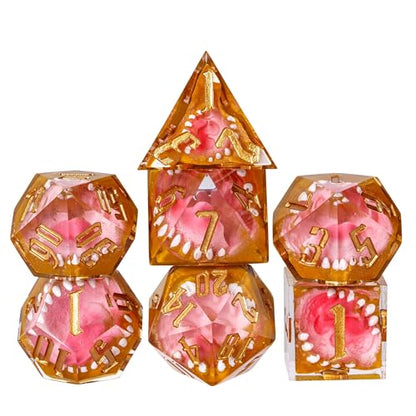7PCS Tooth Monster Dice Set,Handmade Sharp Edge Dice Set D&D RPG Polyhedral Die,for Dungeons and Dragons TTRPG Games Roleplaying Games Pathfinder,with Gift Box - color: Tooth Monster