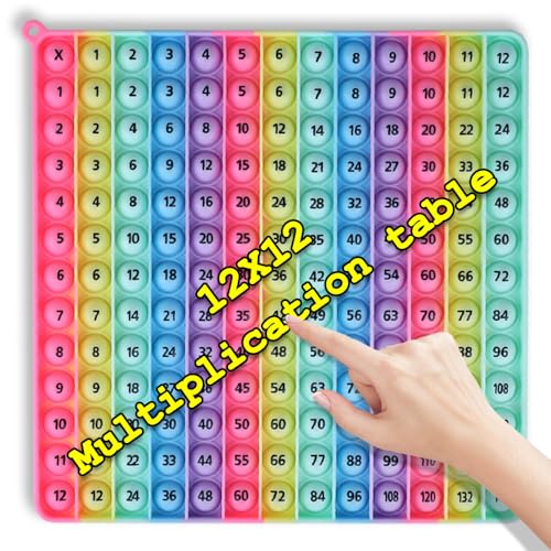 Rainbow Multiplication Table pop Fidget Toys Educational Math Learning Board Game, 12x12 Times Tables Practice, Colorful Silicone Push Bubble Sensory Toy (12 X12 Makar Multiplication Table) - color: 12 X12 Makar Multiplication Table