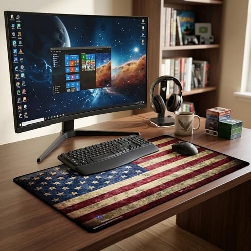 Max Protection Trading Card Playmat for TCG Card Games, 24x14 Inch, Design Mat for Dice Rolling (American Flag) - size: American Flag