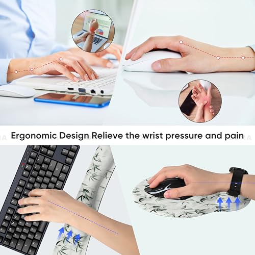 RICHEN 3 PCS Computer Mouse Pads for Desk with Coaster Set, Non-Slip Keyboard Wrist Rest and Mouse Pad Set, Ergonomic Design(YKMWR-56) - color: Ykmwr-56