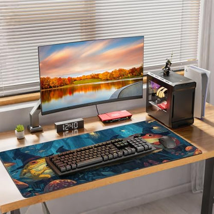 Anime Frog Playing Card Gaming Mouse Pad, Extended 35.4 x 15.7 Inches, Non-Slip Rubber Base, Stitched Edges,Water Proof， XXL Desk Mat - color: Anime Frog Playing Card Designs